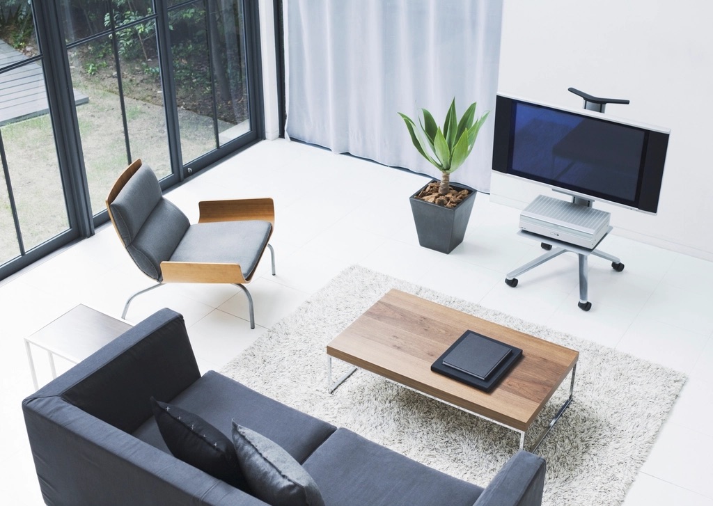 A calm modern lounge with a wide window